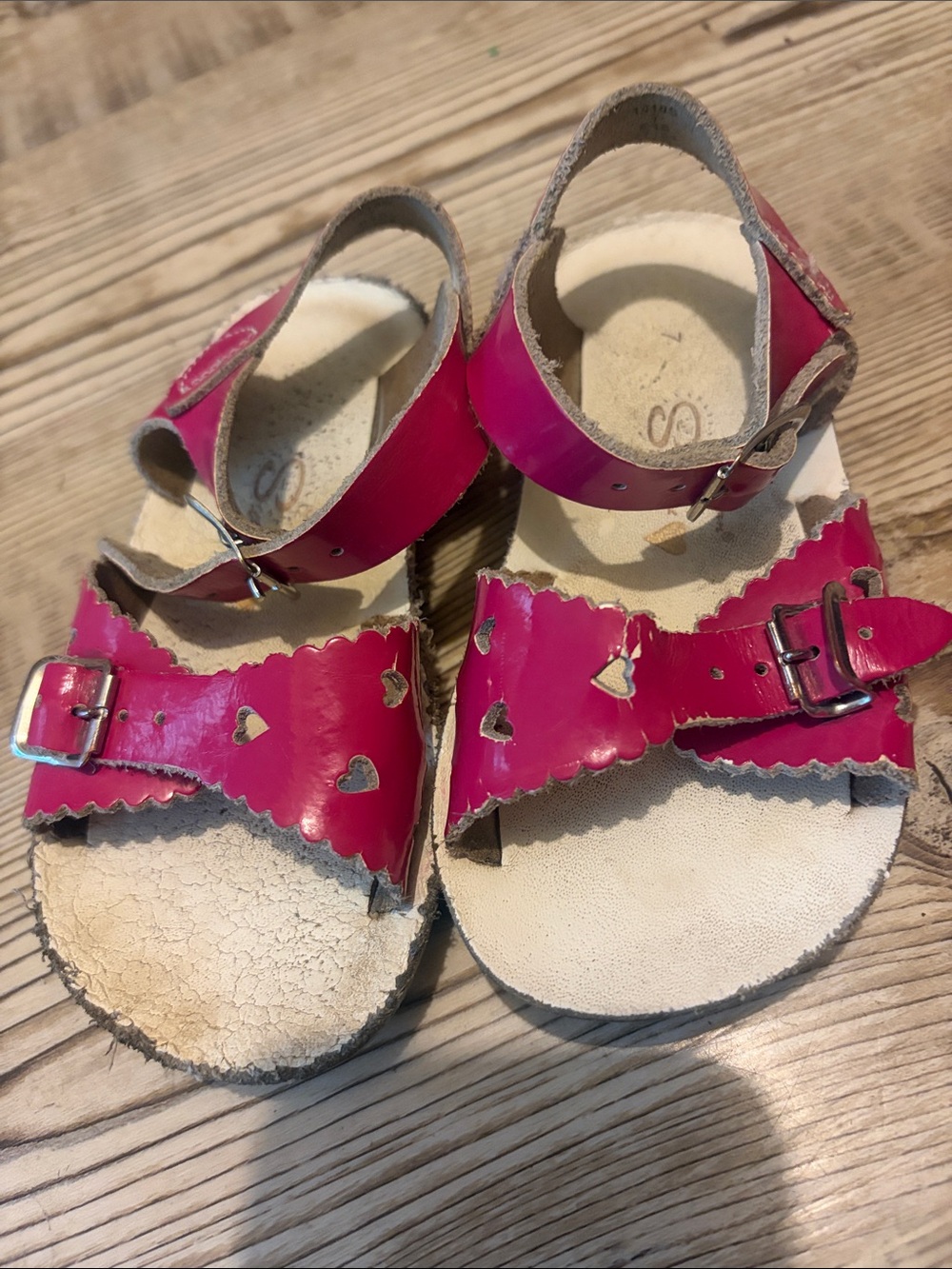 Kids Sun San Pink Heart Cutout Sandals